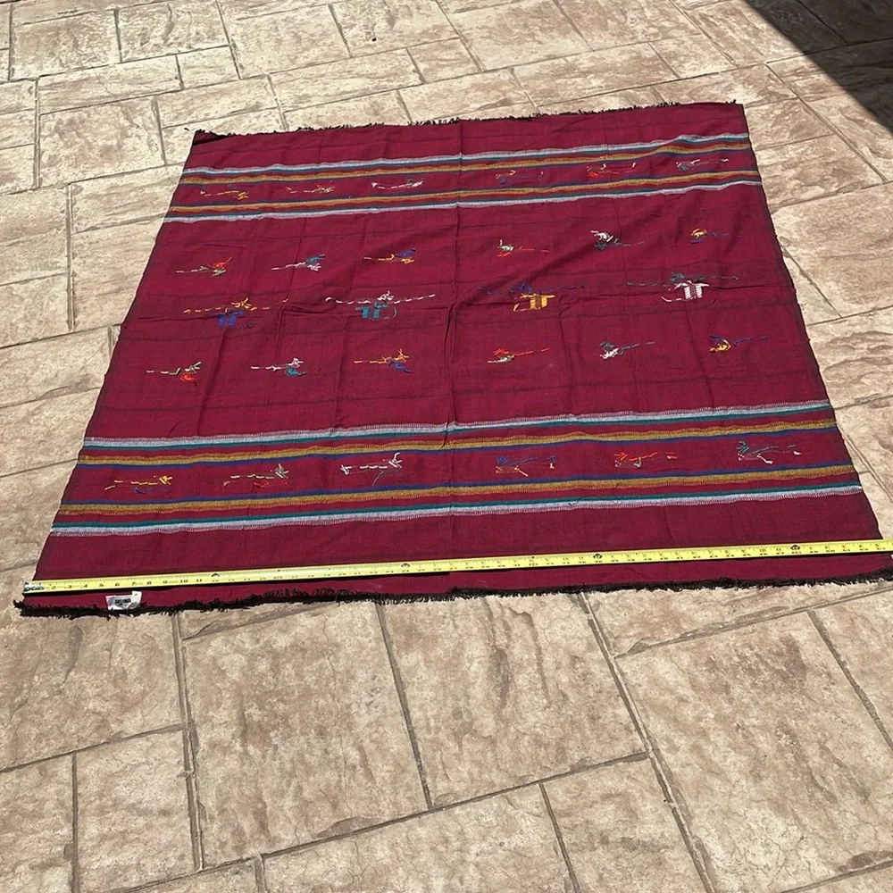 -Handwoven Guatemala rectangular tablecloth and matching napkins.